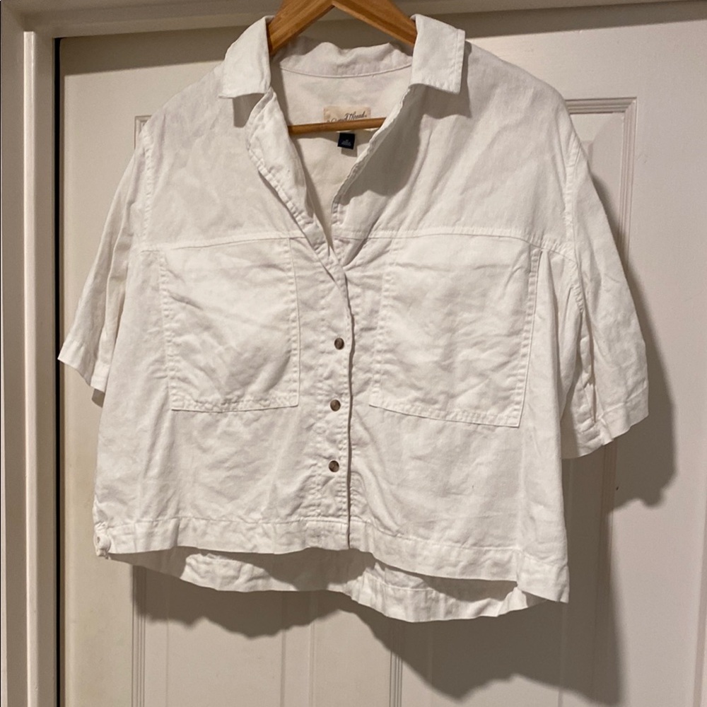 Universal Thread Linen Blend Cropped Shirt